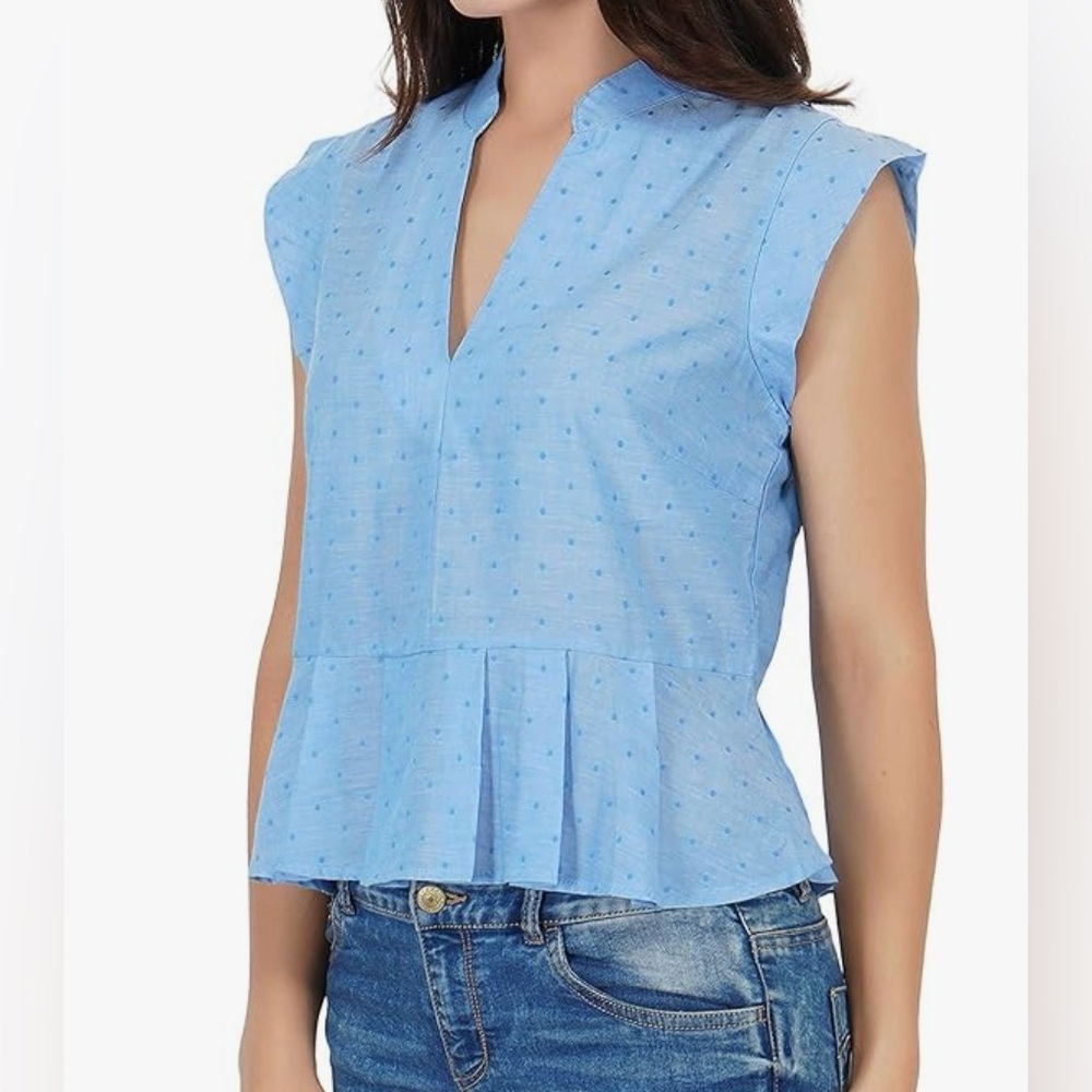 3/$25 anthropologie porridge lightweight cotton peplum polka dot blouse